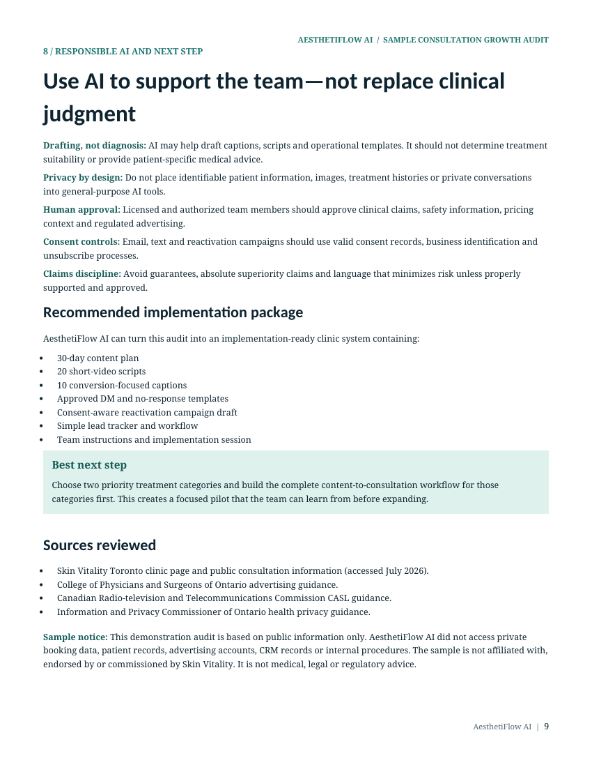 Sample action plan page